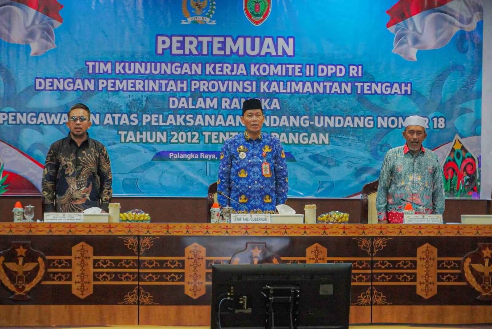 Pemprov Kalteng dan Komite II DPD RI Bahas Implementasi UU Pangan, Sinergikan Langkah Menuju Ketahanan Pangan Nasional