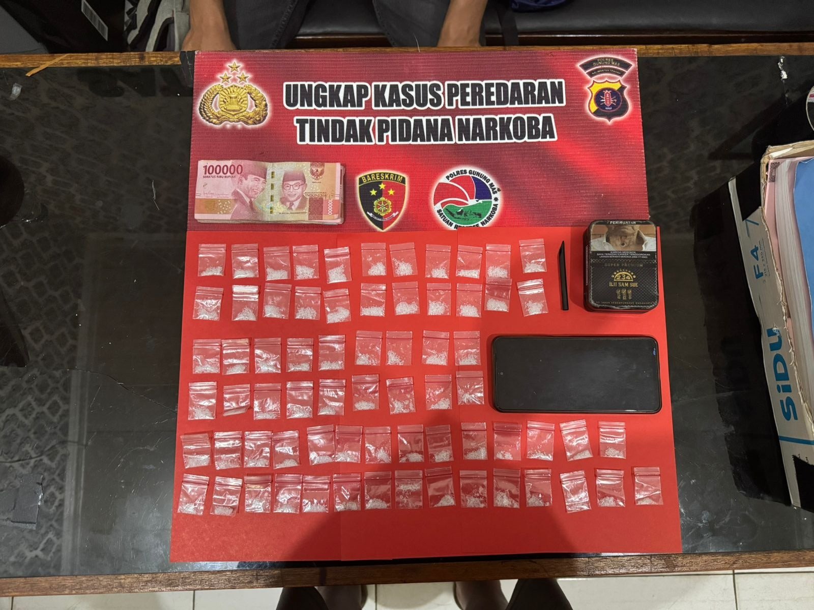 Polres Gumas Ringkus Pengedar, 69 Paket Sabu Diamankan di Sepang