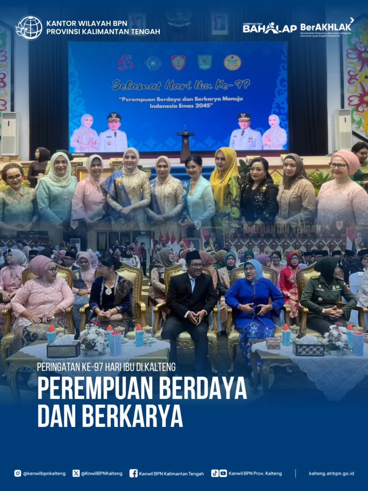 Dukung Pemberdayaan Perempuan, Kakanwil BPN Kalteng Hadiri Puncak Hari Ibu 2025