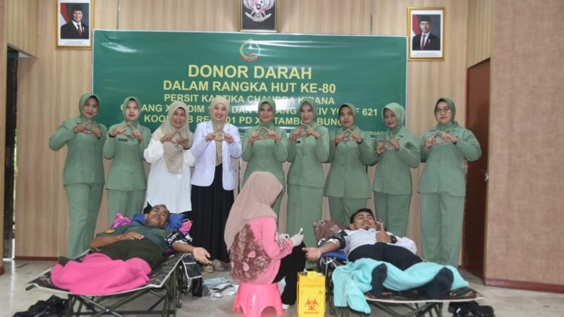 Peringati HUT ke-80 Persit, Persit Cabang XXV Kodim 1002 Gelar Donor Darah, 50 Kantong Terkumpul