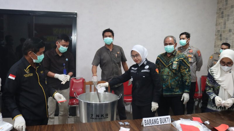 Polda Kalteng Musnahkan Narkoba Rp8,5 Miliar, 21 Tersangka Terseret dalam 13 Kasus
