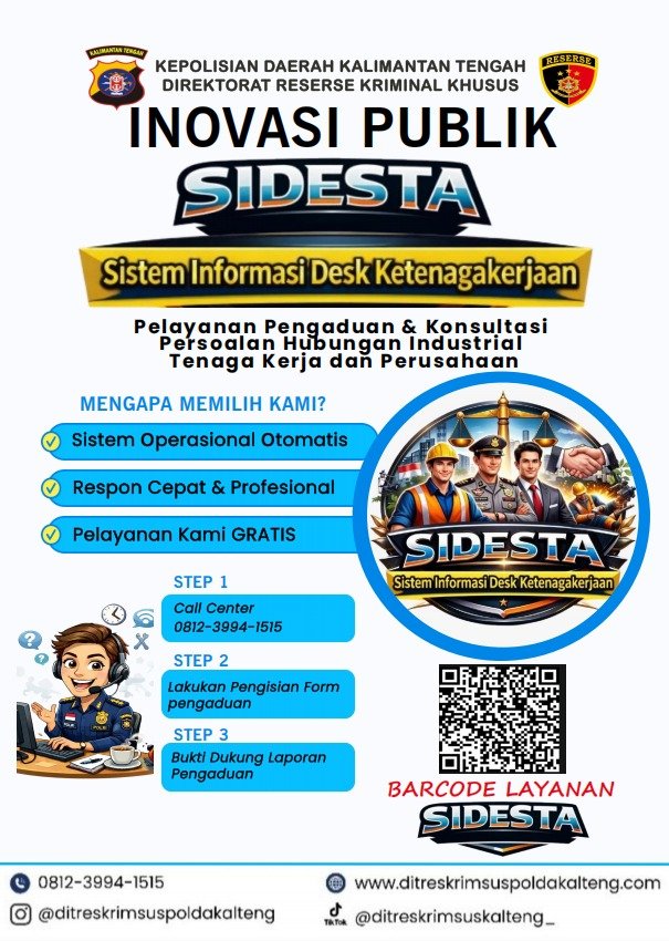 Polda Kalteng Hadirkan SIDESTA, Permudah Pekerja Cari Solusi Persoalan Ketenagakerjaan