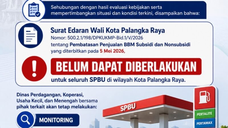 Pemko Umumkan Penerapan Kebijakan Pembatasan Penjualan BBM di SPBU Palangka Raya Belum Dapat Diberlakukan