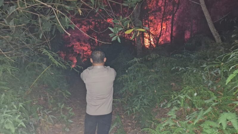 Polsek Bukit Batu Bantu Padamkan Karhutla di Bukit Batu Banama