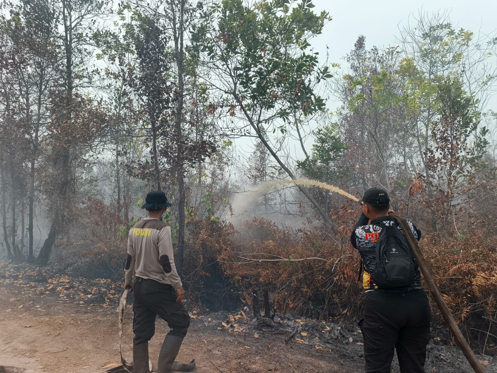 Satgas Polresta Palangka Raya Padamkan Karhutla 3 Hektare di Jalan Alson III